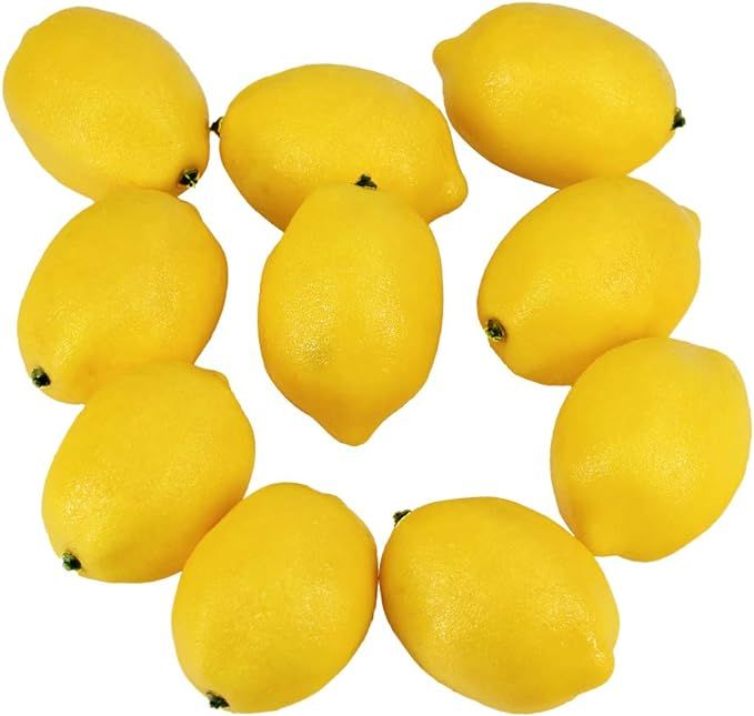Supla 20 PCS Artificial Lemons Fake Lemons Faux Lemons Fruits in Yellow 3" Long x 2" Wide | Amazon (US)