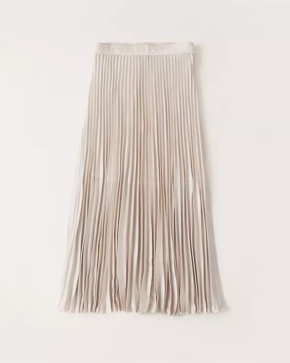 Women's Pleated Satin Midi Skirt | Women's Bottoms | Abercrombie.com | Abercrombie & Fitch (US)