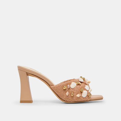 Tylah Heels in Toffee Beaded Raffia Size 6 By Dolce Vita | DolceVita.com