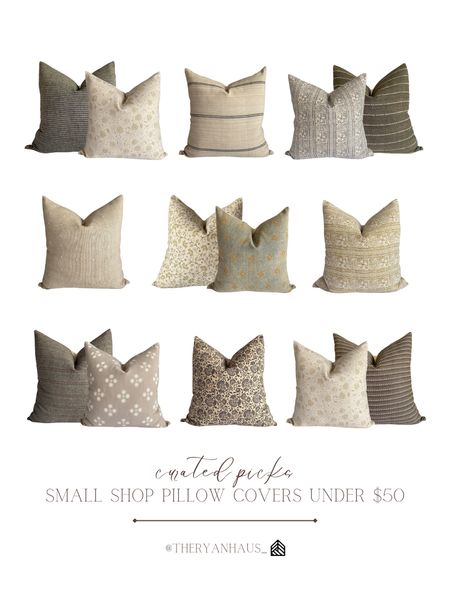 Small shop pillow cover favorites! If you’re looking for new covers to refresh your space for spring all of these have such beautiful patterns and prints, and all are under $50! The entire Etsy shop is 35% off right now too! 

#LTKhome #LTKsalealert #LTKstyletip