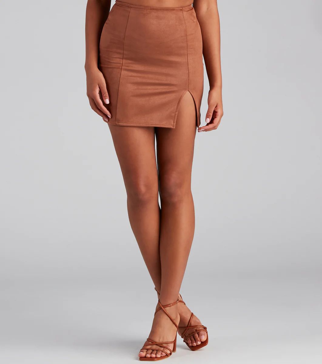 Fashionista High Waist Faux Suede Mini Skirt | Windsor Stores