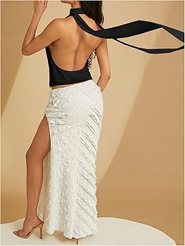 SOLY HUX Women's Sexy Deep V Neck Halter Tops Y2K Cowl Neck Backless Chiffon Summer Crop Top for ... | Amazon (US)