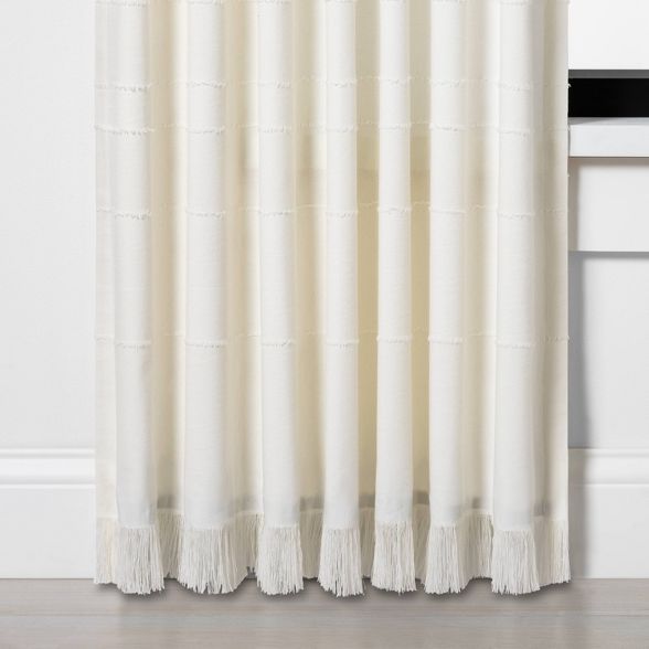 84&#34; Fringe Stripe Curtain Panel Sour Cream - Hearth &#38; Hand&#8482; with Magnolia | Target