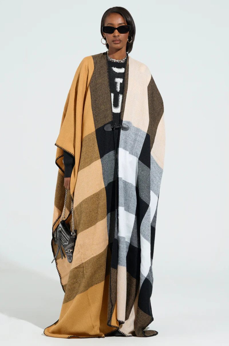 AURETA NEW PLAID MAXI PONCHO | AKIRA
