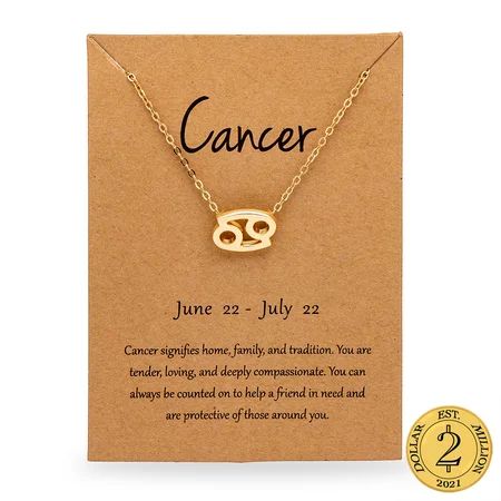 D2M 18K Gold Plated Zodiac Cancer Necklace Jewelry Length 18 Unisex Teen/Adult | Walmart (US)