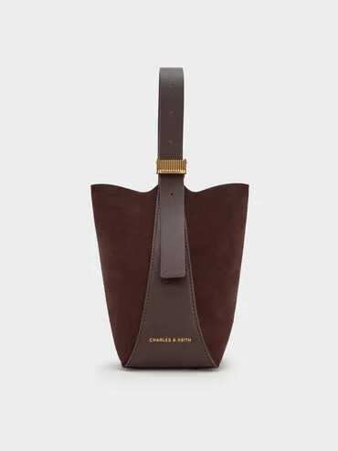 Edna Recycled Suede Bucket Bag
    
         - Espresso Brown | Charles & Keith US