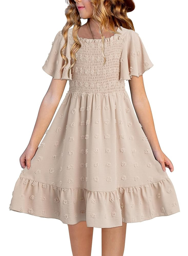 blibean Tween Girls Summer Dresses Kids Polka Dot Dress Size 6-15 Years | Amazon (US)