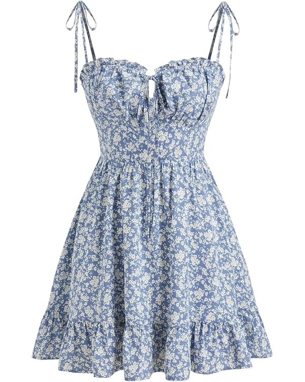 CIDER Womens Summer Dresses Floral Spaghetti Strap Cute Vacation Sundress Dress Boho Casual Outfi... | Amazon (US)