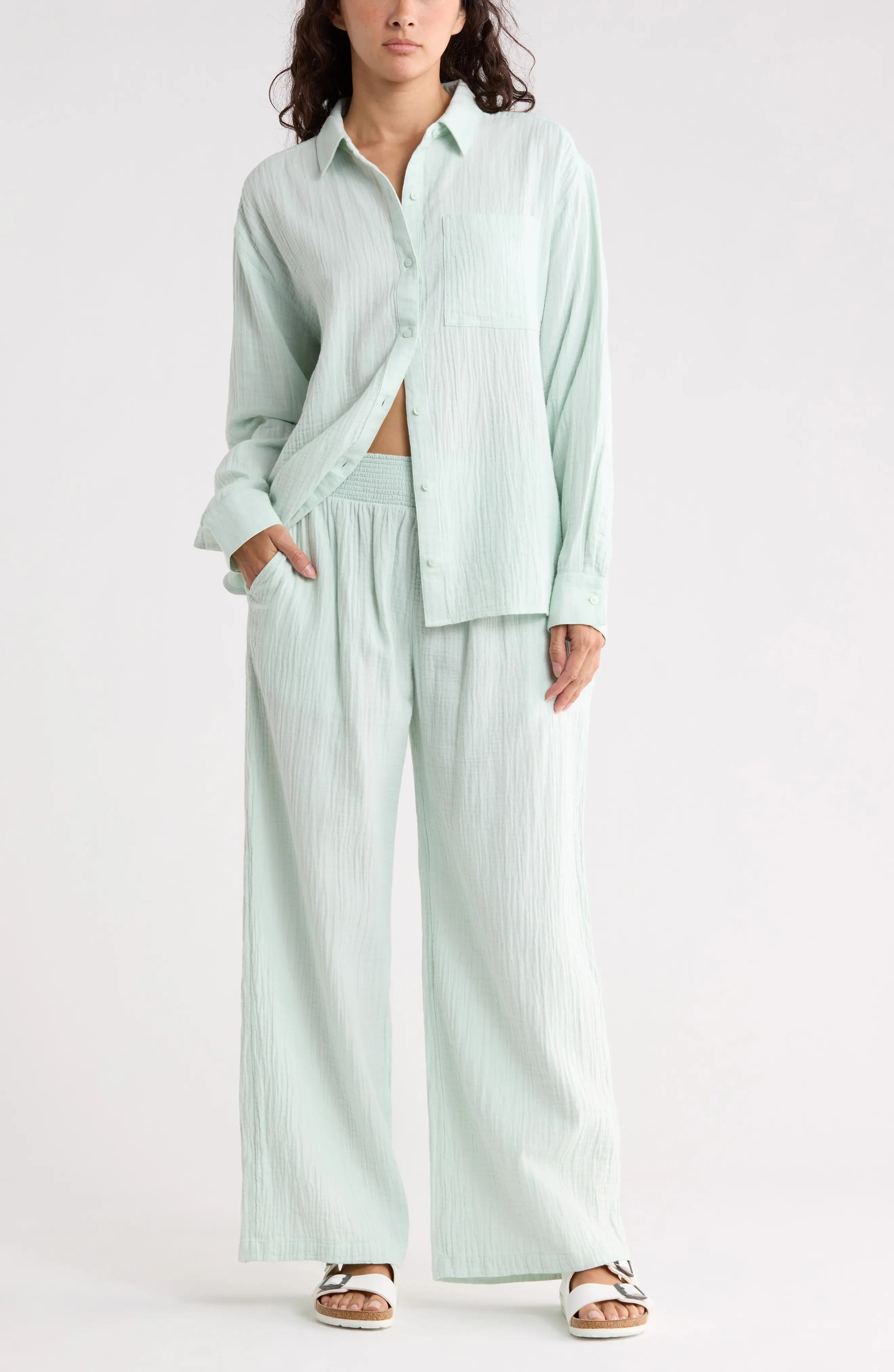 Cotton Gauze Wide Leg Pants (Women) | Nordstromrack | Nordstrom Rack