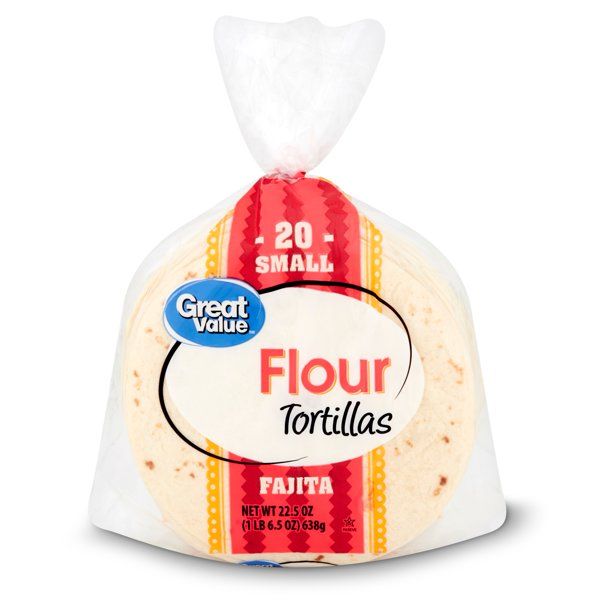 Great Value Small Fajita Flour Tortillas, 20 count, 22.5 oz - Walmart.com | Walmart (US)