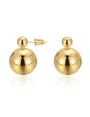 Gold Stud Earrings for Women 14K Gold Plated 925 Sterling Silver Post Ball Stud Earrings for Women | Amazon (US)