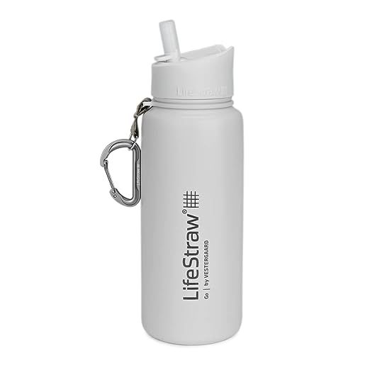 LifeStraw Go Stainless Steel Water Filter Bottle with 2-Stage Integrated Filter Straw, Double Wal... | Amazon (US)