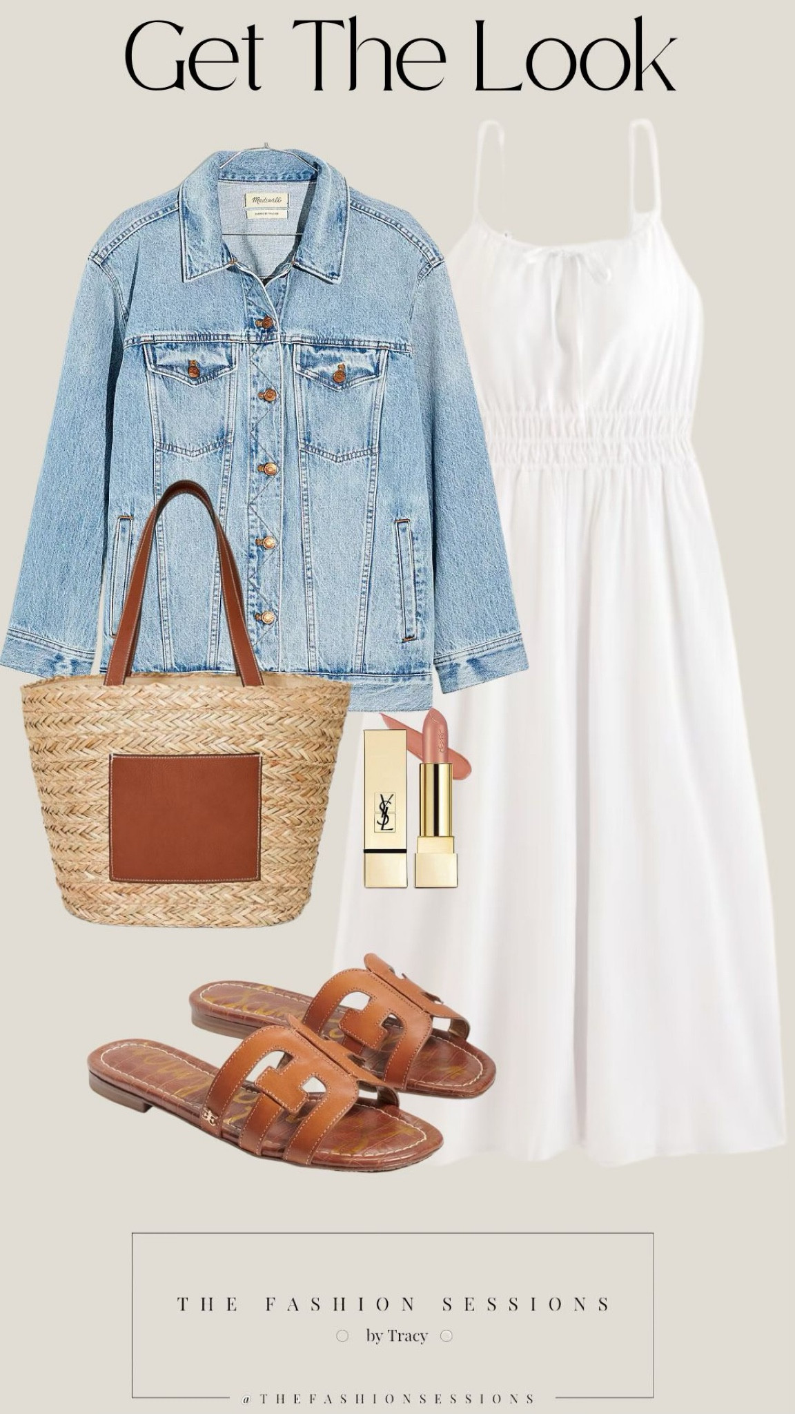 Summer Outfit | White Midi Dress | Denim Jacket | Woven Bag | Sandals |

#LTKunder100 #LTKstyletip #LTKFind