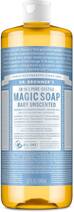 Dr. Bronner’s - Pure-Castile Liquid Soap (Baby Unscented, 32 Ounce) | Amazon (US)