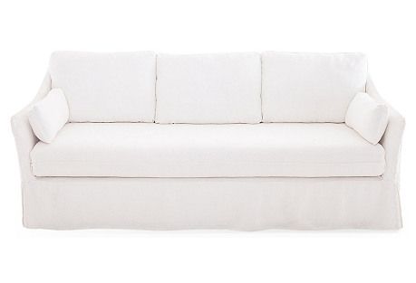Hania 84" Slipcovered Sofa, White Linen | One Kings Lane