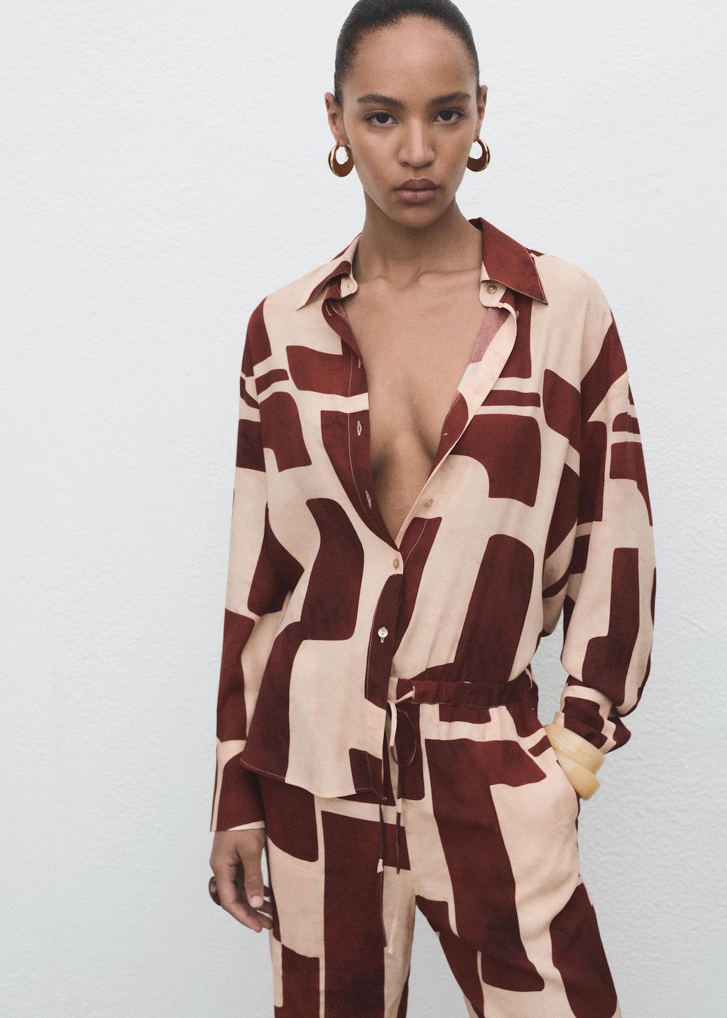 Geometric print shirt - Women | MANGO United Kingdom | MANGO (UK)