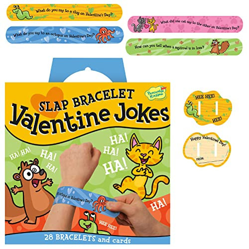 Peaceable Kingdom Valentines Cards for Kids Classroom, Set of 28 Valentines Day Gifts - Jokes Slap Bracelets | Amazon (US)