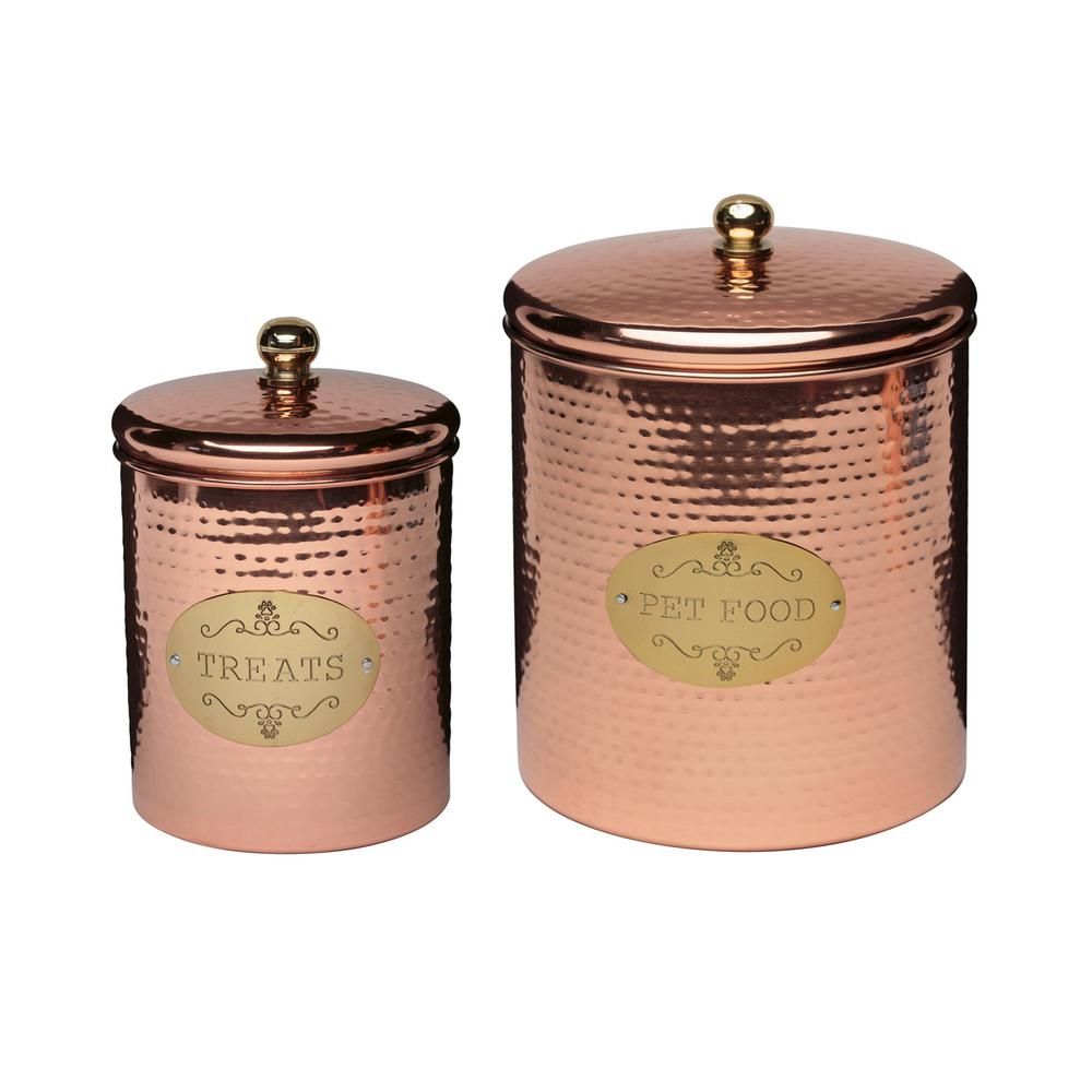 Amici Home Copper Spaniel Assoted Size Metal Pet Treats Canister (2-Pack) | The Home Depot