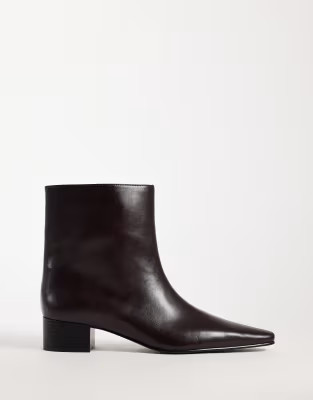 Mango faux leather heeled pointed chelsea boot in chocolate | ASOS (Global)