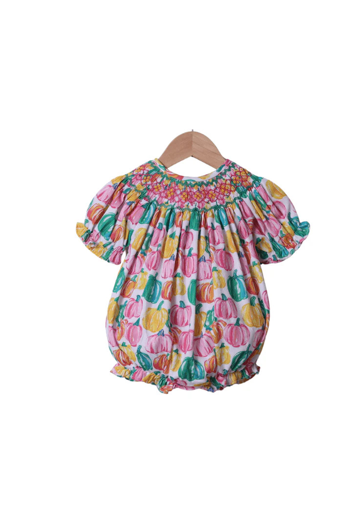 Smocked Heirloom Colorful Pumpkins Bubble | The Smocked Flamingo