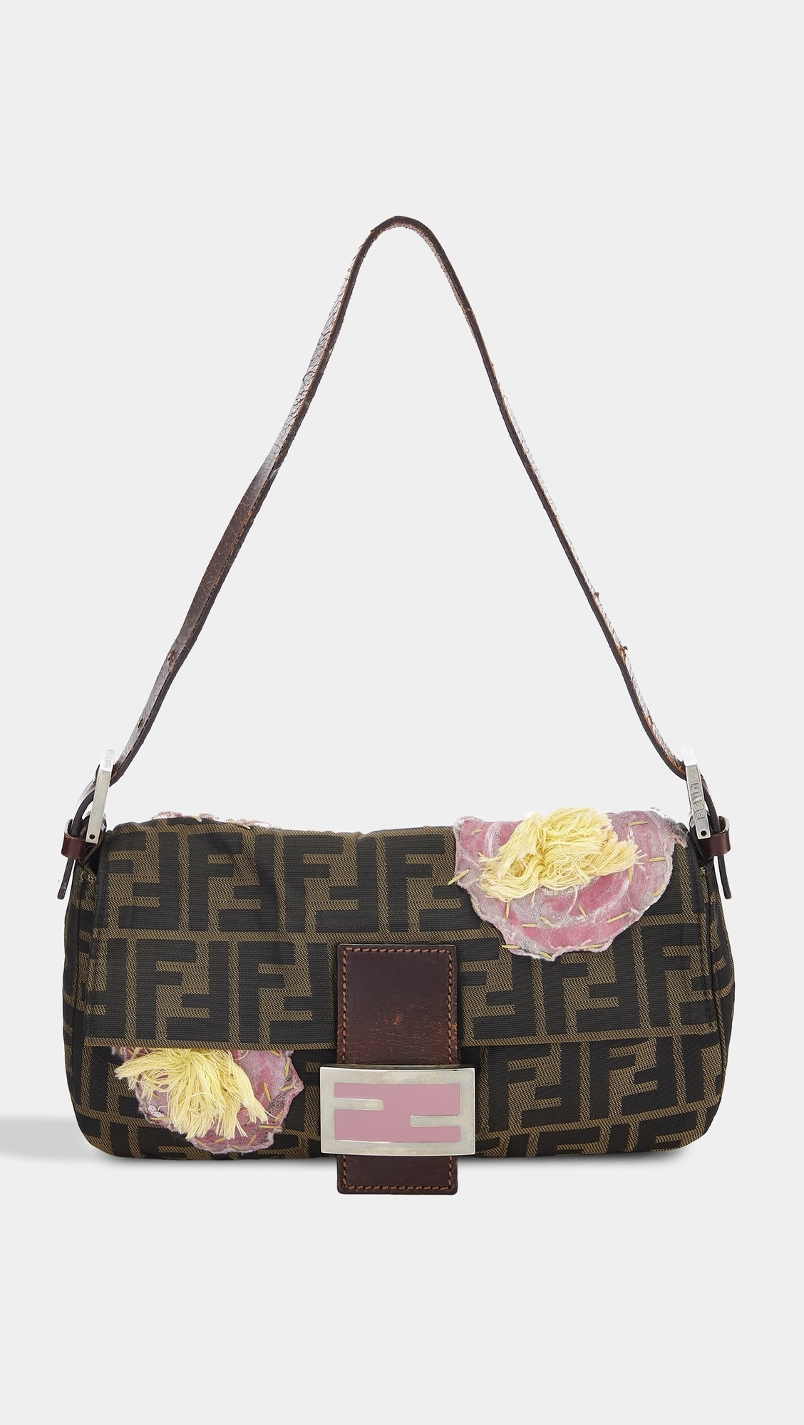 Fendi Pink Embroidered Baguette Shoulder Bag | Shopbop