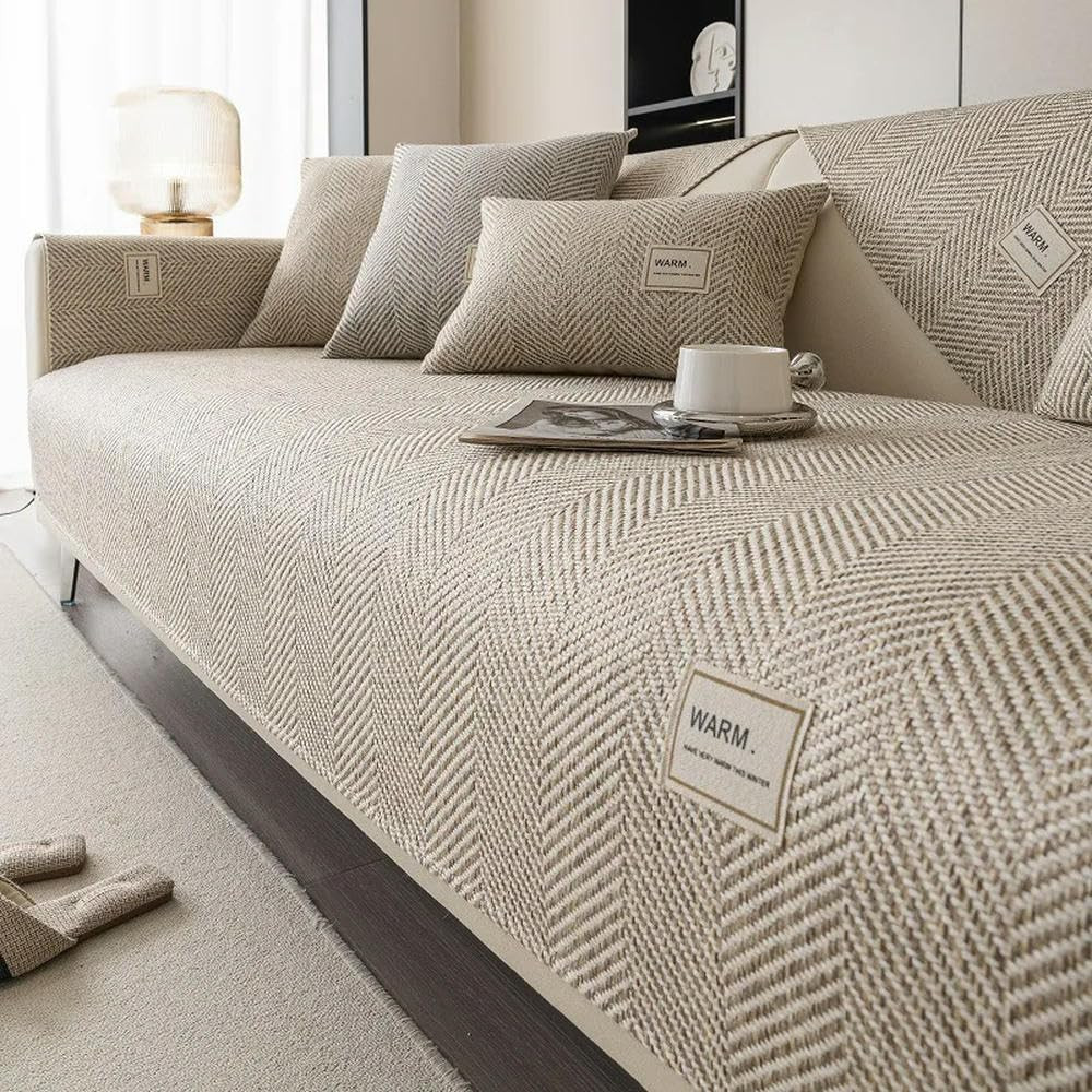 LIUXIN Solid Color Cotton Linen Sofa Cover Simple Non-Slip Dustproof Living Room Decoration Sofa ... | Amazon (UK)