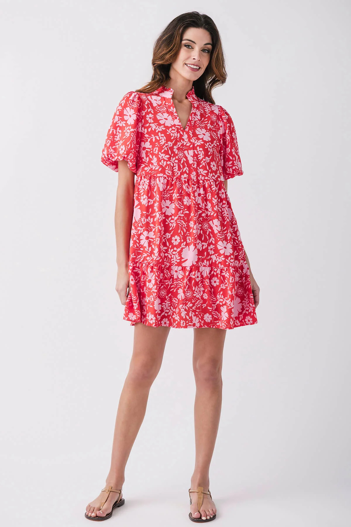 THML Puff Sleeve Floral Dress | Social Threads