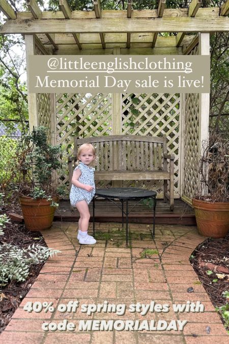 @littleenglish Memorial Day sale! Shop early for best selection on sizing you need for your littles. Their sizing runs slightly big in my experience. Emma is almost 2 but I put her in 18-24months sizing. The 2T is too long on her. Use code MEMORIALDAY at checkout  

#LTKSeasonal #LTKsalealert #LTKbaby