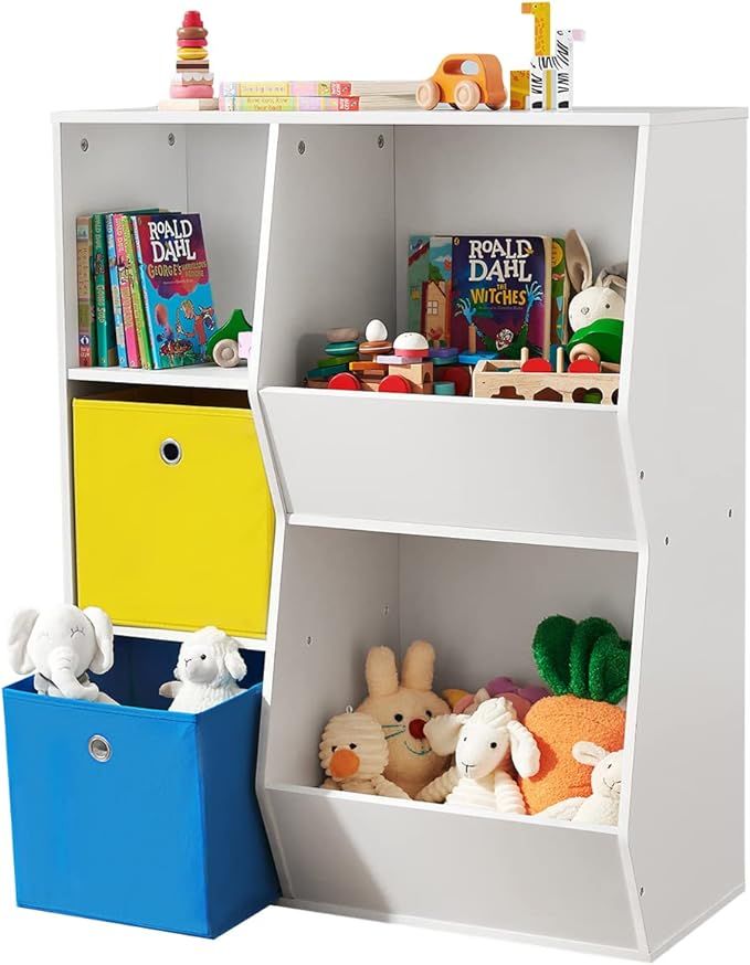 SONGMICS Toy and Book Organizer for Kids, Storage Unit with 2 Storage Boxes, for Playroom, Childr... | Amazon (US)