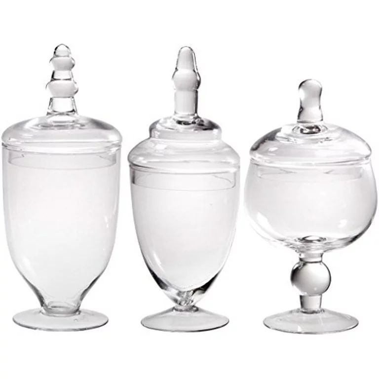 Palais Glassware Clear Glass Apothecary Jars - Set of 3 - Wedding Candy Buffet Containers | Walmart (US)