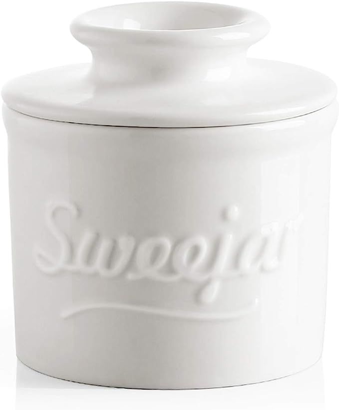 SWEEJAR Porcelain Butter Crock Keeper, French Butter Dish Keeps the Butter Fresh Soft & Spreadabl... | Amazon (US)