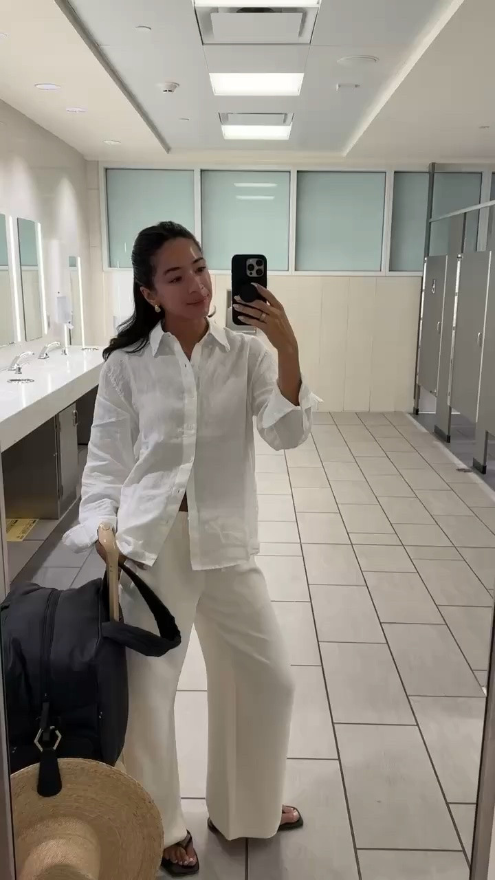 My favorite travel duffel is 20% OFF!! It holds so much and fits under the seat in front of you! ✈️ Wearing size XS men’s linen shirt, and size S in wrinkle free pants! 

airport outfit, travel outfit, summer travel, viral lodge pants, Aritzia pants, mom outfit, beach outfit, vacation outfit, resortwear

#LTKSaleAlert #LTKTravel