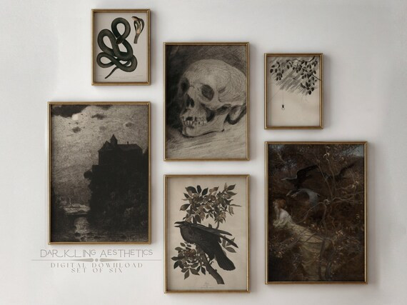 Set of 6 Dark Academia Prints | Vintage Moody Victorian Gothic Printable Gallery Wall Art | Dark ... | Etsy (US)