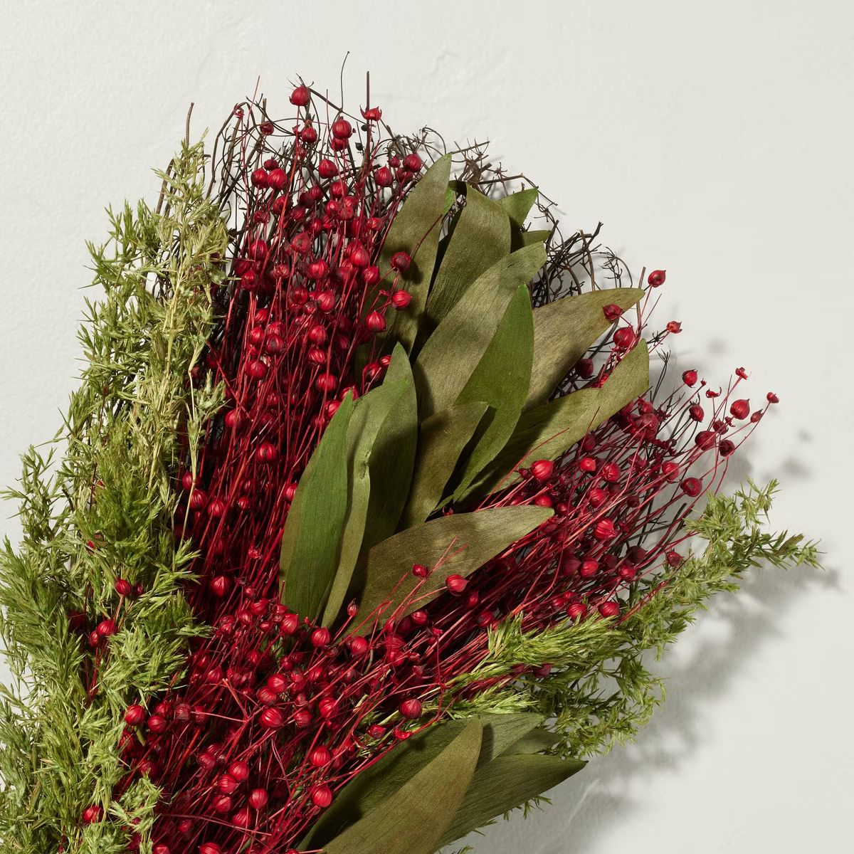 20" Preserved Mixed Leaf & Berry Christmas Stems Bundle - Hearth & Hand™ with Magnolia | Target