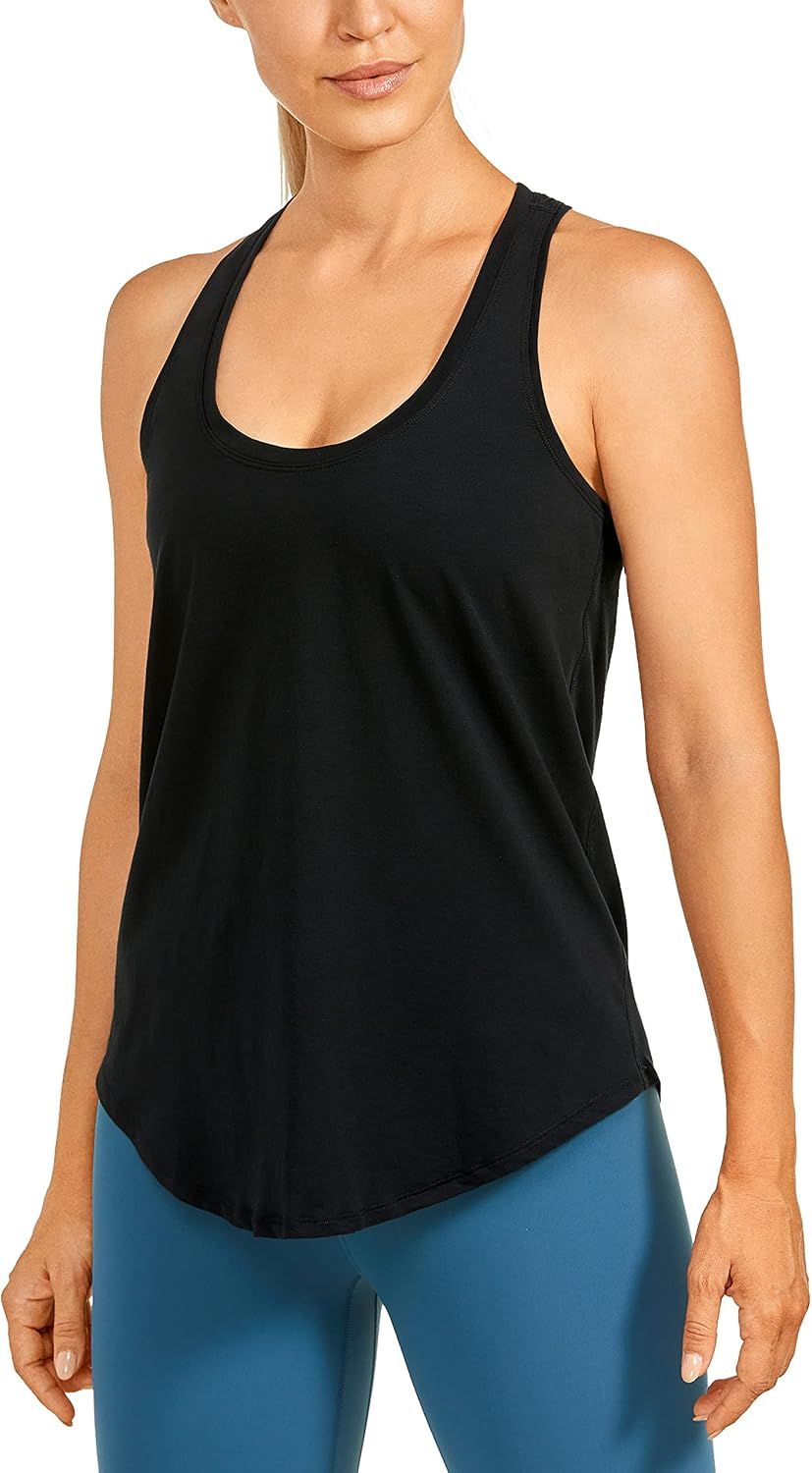 CRZ YOGA Women's Racerback Workout Tank Tops Loose Fit - Soft Pima Cotton Athletic Yoga Shirts Li... | Amazon (US)