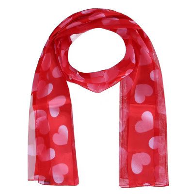 CTM Women's Lightweight Satin Valentine's Bold Heart Print Scarf, Red | Target