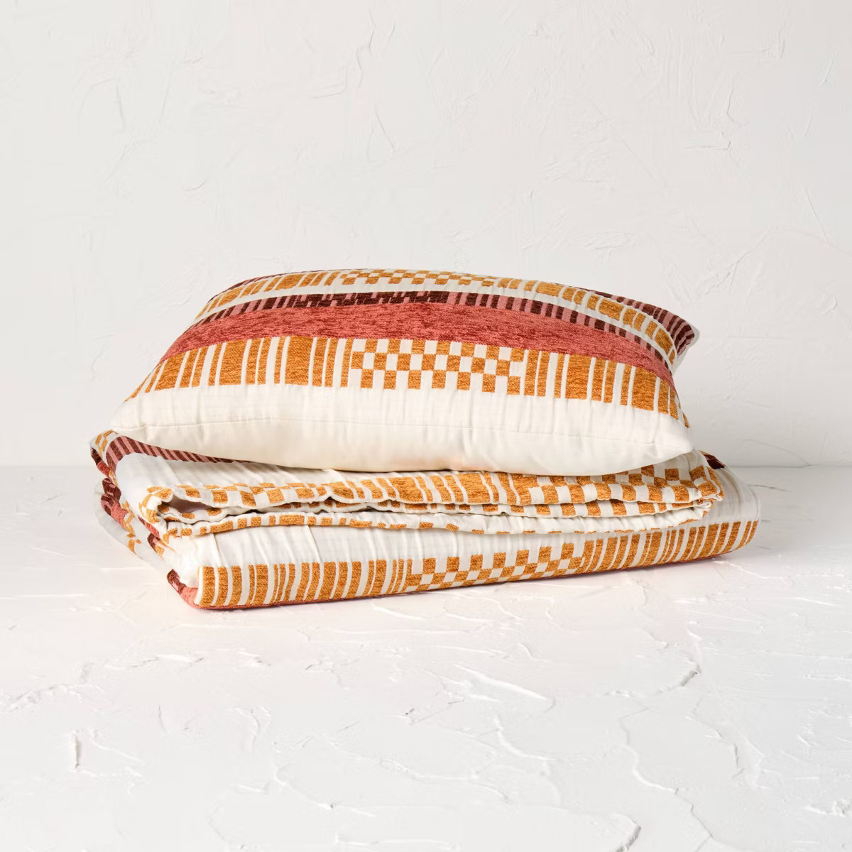 60"x80" Decorative Bed Throw and Pillow Set White/Yellow - Opalhouse™ designed with Jungalow™ | Target