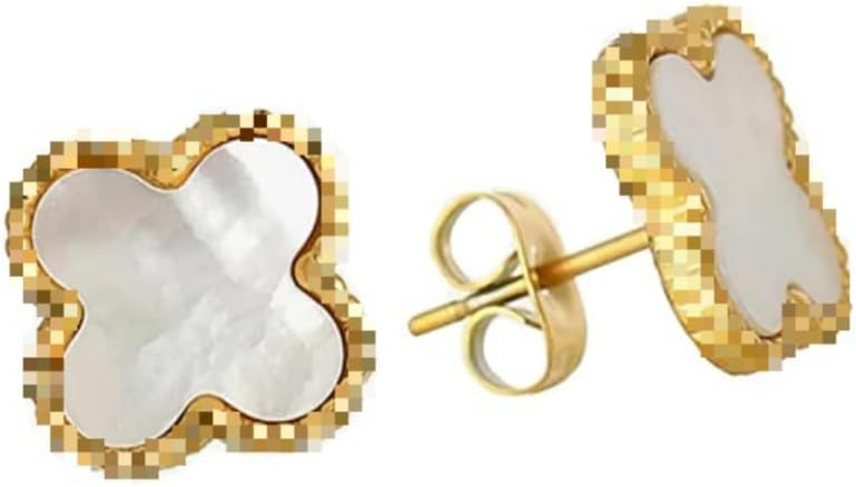 14K Gold Plated Four Leaf Clover Earrings with 925 Sterling Silver, Four Stud Leaf Clover Flower ... | Amazon (US)