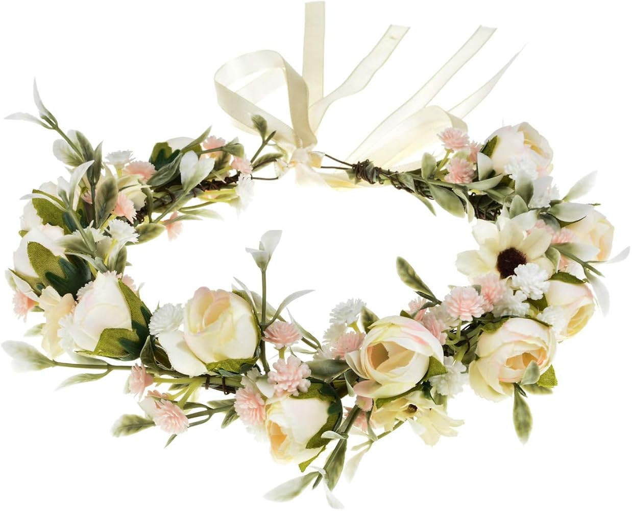 Floral Fall Camellia Flower Crown Rose Headpiece Wedding Bridal Flower Girl Halo Maternity Photo ... | Amazon (US)