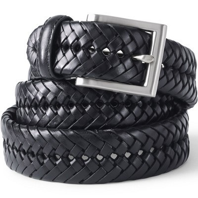 Lands' End Men's Big Leather Braid Belt - 52 - Black | Target