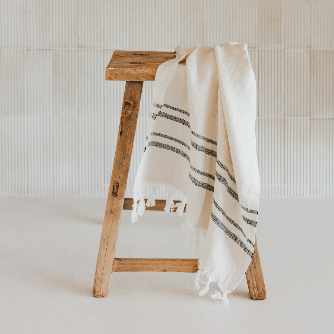 Haley Turkish Cotton + Bamboo Hand Towel - Two Stripe | Sweet Water Decor, LLC