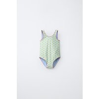 Zara - 2-6 Years / Reversible Floral And Plaid Swimsuit - Lime Green - 2 Years (36,2 Inches) - Kids | Zara US
