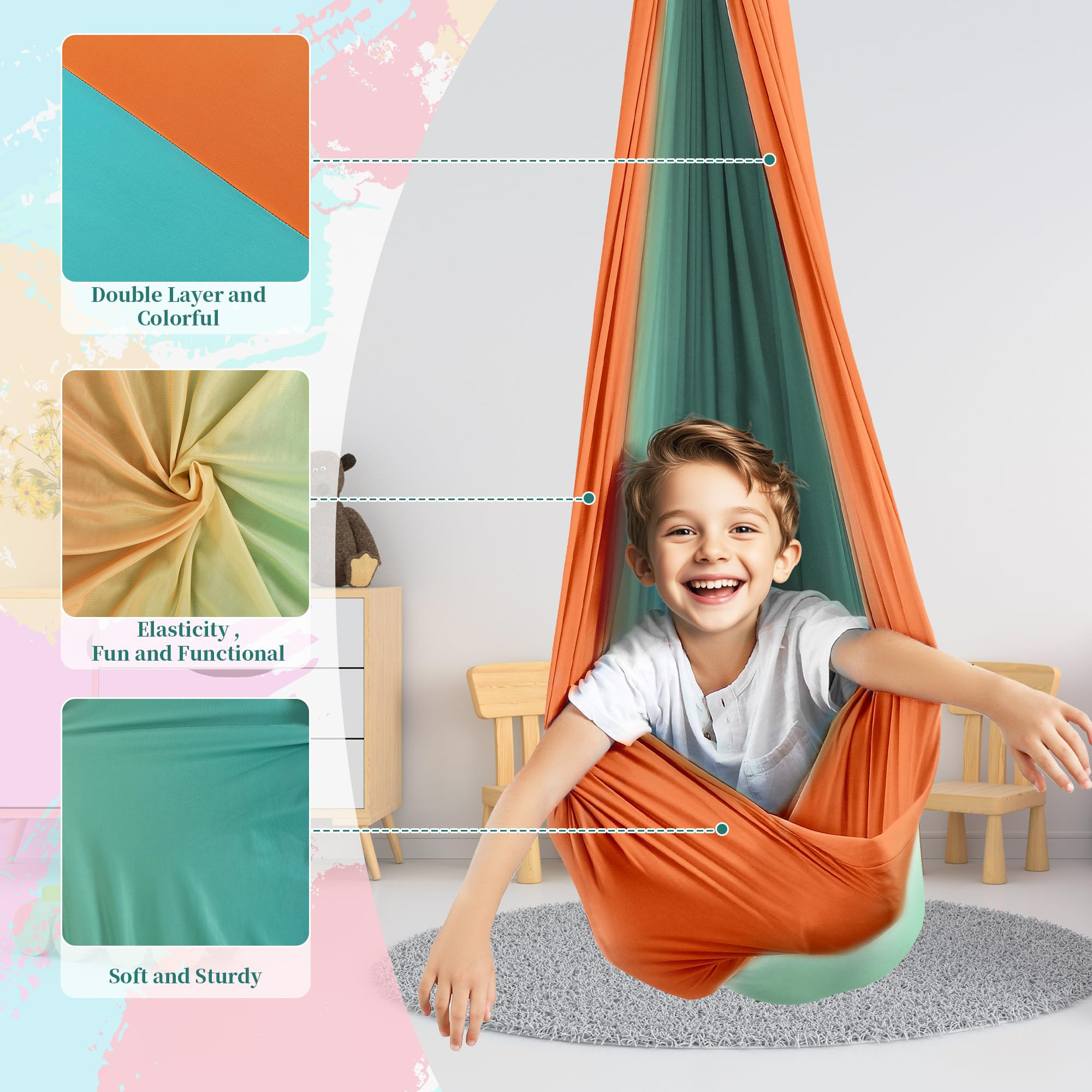 Sensory Swing for Kids & Adults, Double Layer Holds up to 300lbs, Indoor & Outdoor Therapy Cuddle... | Amazon (US)