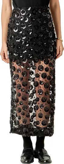 Flower Sequin Sheer Maxi Skirt | Nordstrom