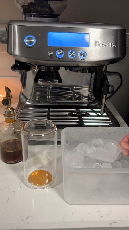 Breville espresso machine, iced trays, coffee, coffee cups, iced honey cinnamon latte 😋

#LTKSeasonal #LTKhome