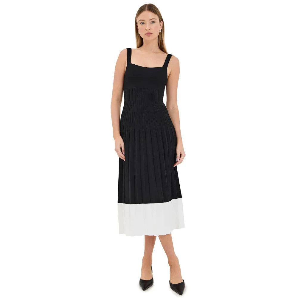 Staud Women's Ellison Sleeveless Dress, Black/Ivory | Shop Simon