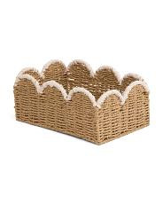 Medium Paper Rectangular Basket With Scallop Trim Accent | TJ Maxx