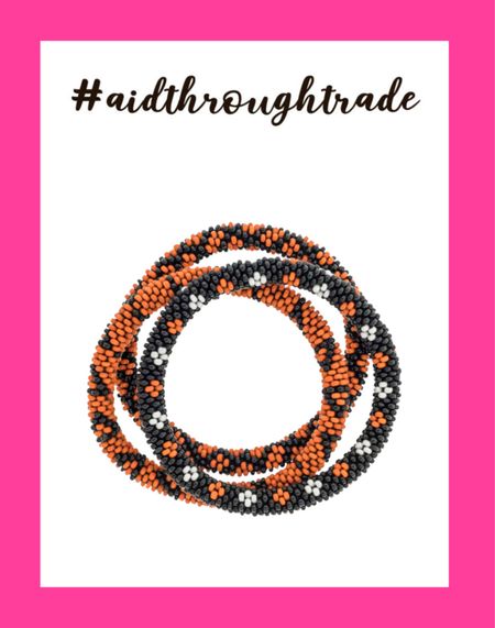 #aidthroughtrade #fairtrade #bracelets #jewelry #gift #setofthree #rollonbracelets #halloween #orangebracelets #blackorangebracelets 

#LTKHalloween #LTKGiftGuide #LTKbeauty
