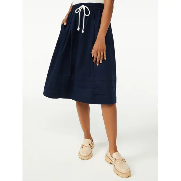 Free Assembly Women's Pull-On Pintuck Skirt with Drawstring Tie - Walmart.com | Walmart (US)