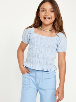 Puff-Sleeve Smocked Top for Girls | Old Navy (US)